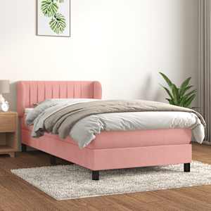 Box spring postel s matrací růžová 100x200 cm samet - obrázek 1