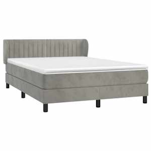Box spring postel s matrací světle šedá 140x190 cm samet - obrázek 3