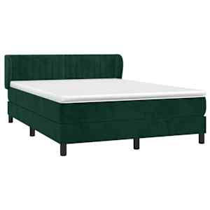 Box spring postel s matrací tmavě zelená 140x190 cm samet - obrázek 3