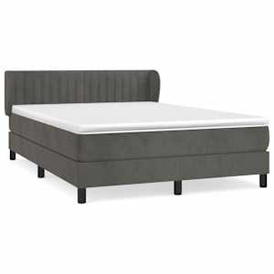 Box spring postel s matrací tmavě šedá 140x200 cm samet - obrázek 2