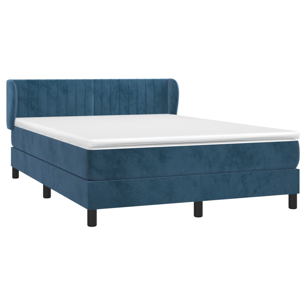 Box spring postel s matrací tmavě modrá 140x200 cm samet