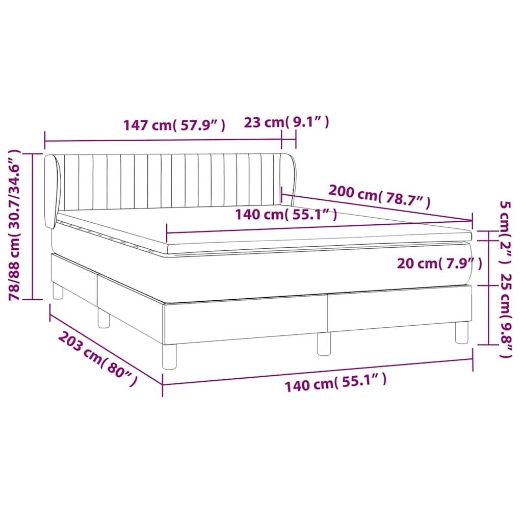 Box spring postel s matrací tmavě modrá 140x200 cm samet - obrázek 8