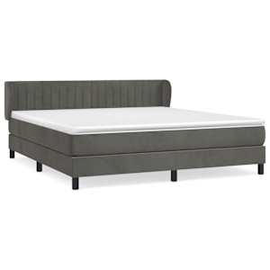 Box spring postel s matrací tmavě šedá 160x200 cm samet - obrázek 2