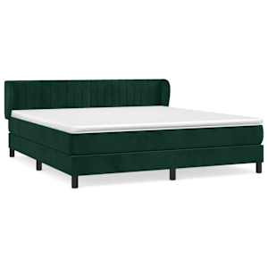 Box spring postel s matrací tmavě zelená 160x200 cm samet - obrázek 2