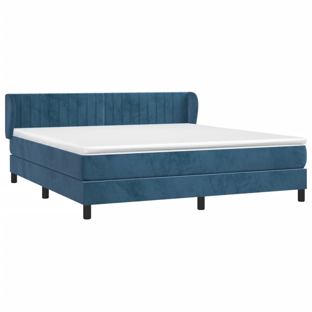 vidaXL Boxspring met matras fluweel donkerblauw 160x200 cm afbeelding