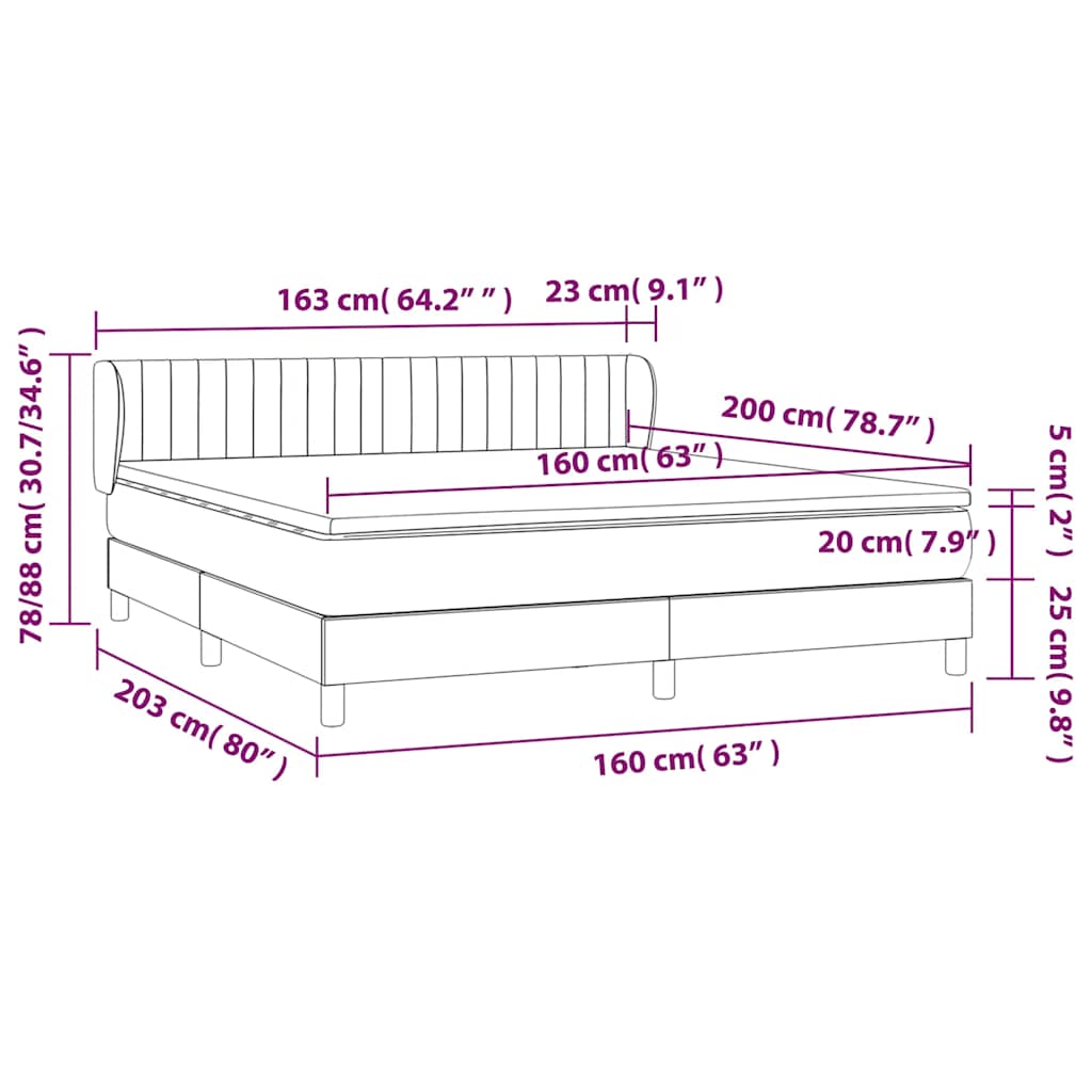 Box spring postel s matrací tmavě modrá 160x200 cm samet - obrázek 8