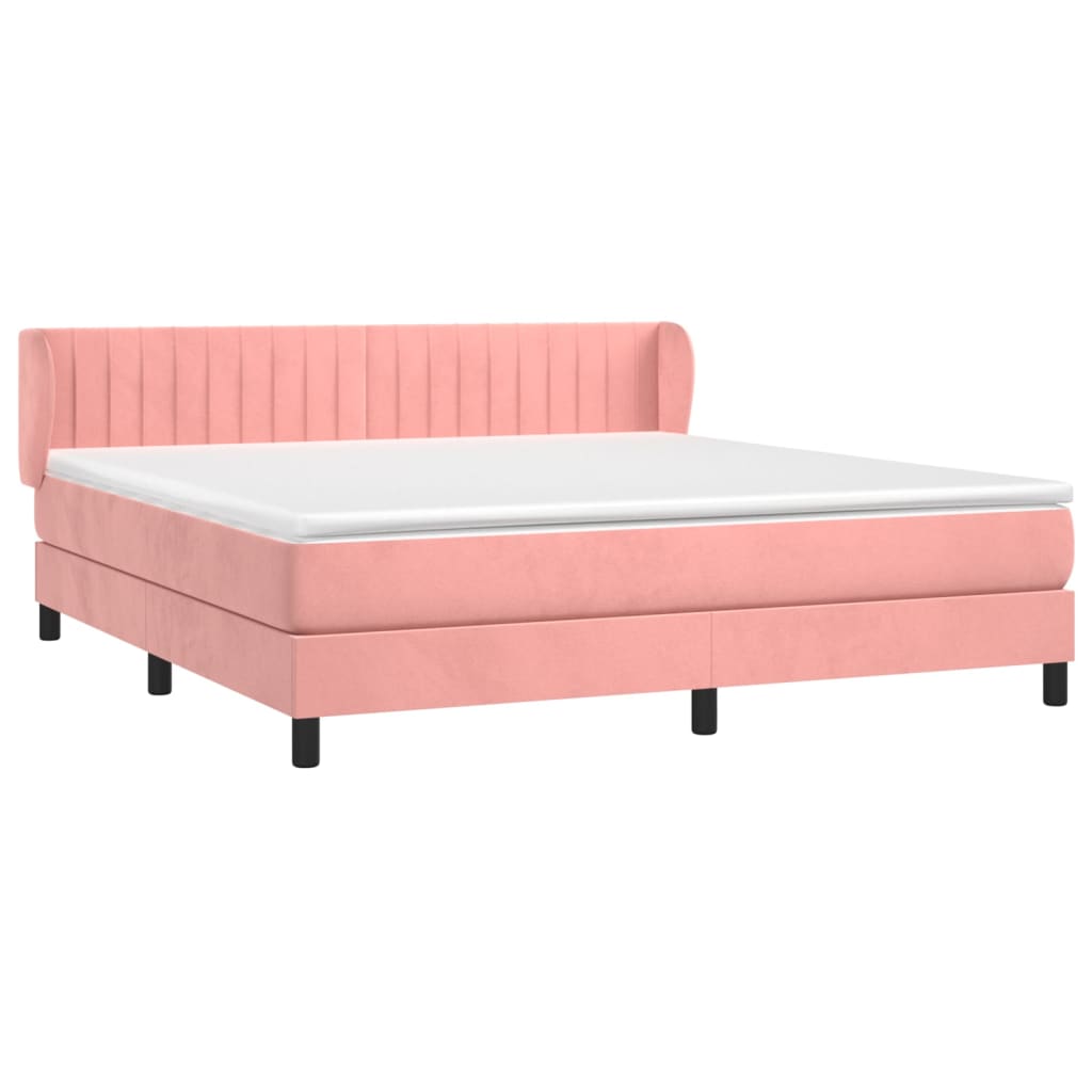 vidaXL Boxspring met matras fluweel roze 160x200 cm afbeelding