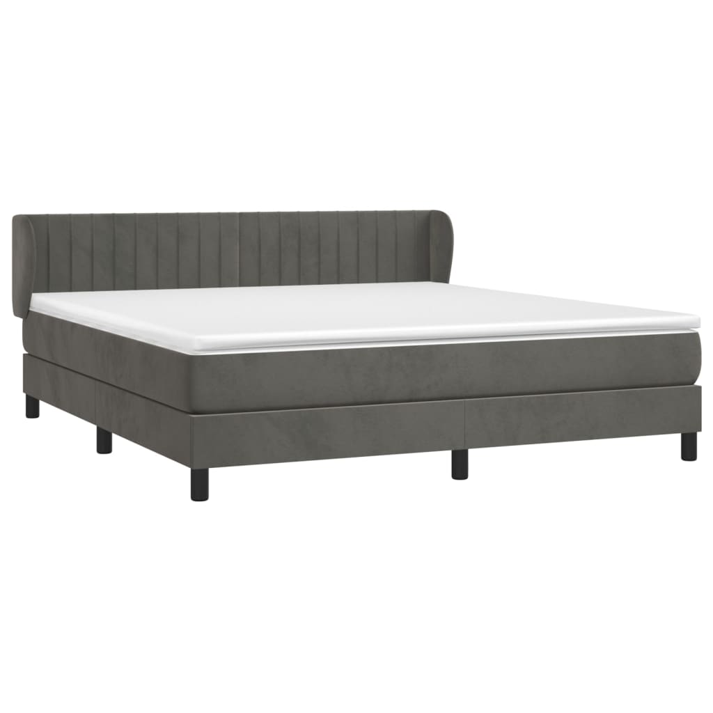 vidaXL Boxspring met matras fluweel donkergrijs 180x200 cm afbeelding