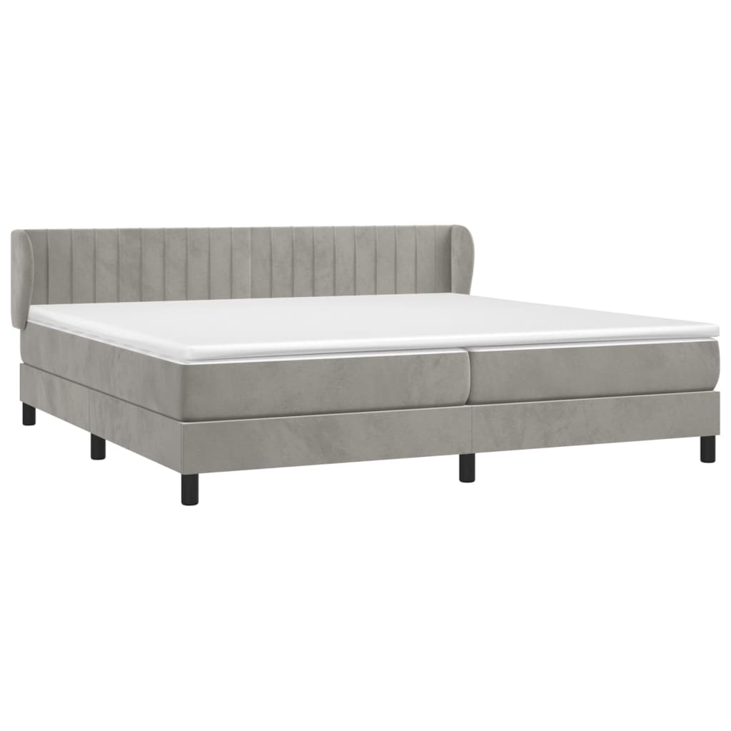 vidaXL Boxspring met matras fluweel lichtgrijs 200x200 cm afbeelding