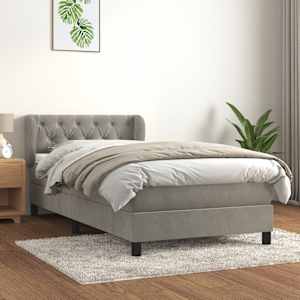 Box spring postel s matrací světle šedá 80 x 200 cm samet - obrázek 1