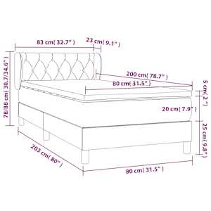 Box spring postel s matrací černá 80 x 200 cm samet - obrázek 7