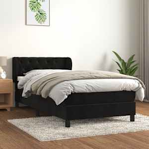 Box spring postel s matrací černá 80 x 200 cm samet - obrázek 1