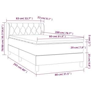 Box spring postel s matrací tmavě modrá 80 x 200 cm samet - obrázek 8