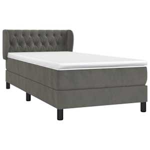 Box spring postel s matrací tmavě šedá 90x190 cm samet - obrázek 3