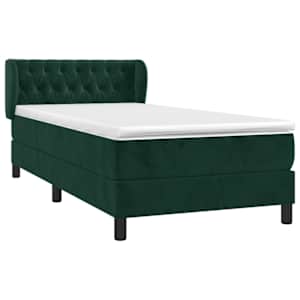 Box spring postel s matrací tmavě zelená 90x190 cm samet - obrázek 3