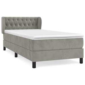 Box spring postel s matrací světle šedá 90x200 cm samet - obrázek 2
