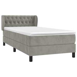 Box spring postel s matrací světle šedá 90x200 cm samet - obrázek 3