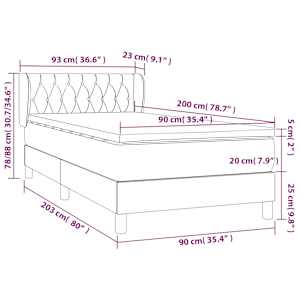 Box spring postel s matrací světle šedá 90x200 cm samet - obrázek 7