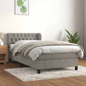 Box spring postel s matrací světle šedá 90x200 cm samet - obrázek 1