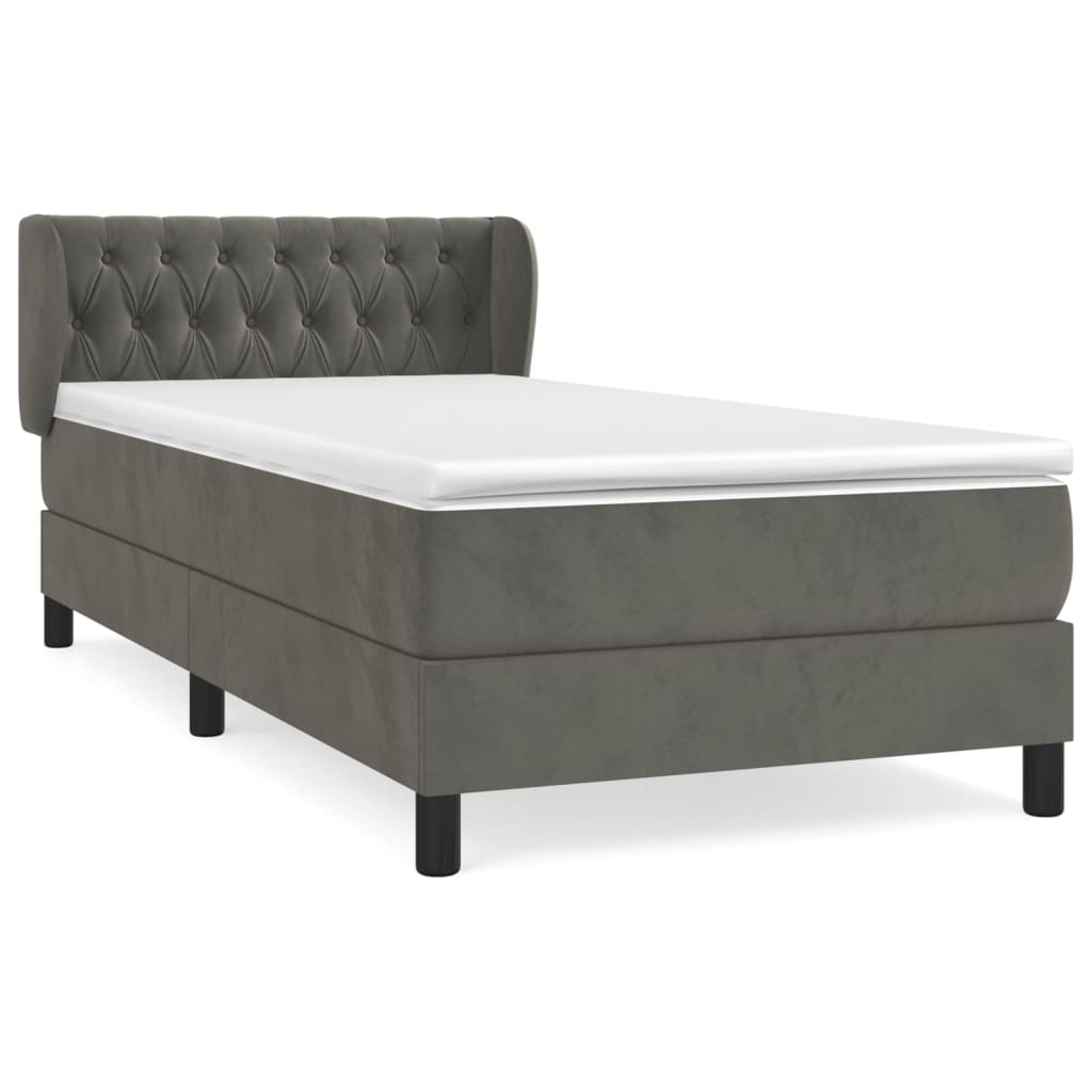 Thumbnail - vidaXL Boxspringbett mit Matratze Dunkelgrau 90x200 cm Samt