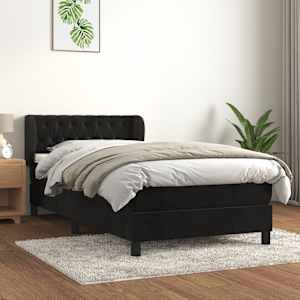 Box spring postelja z vzmetnico črna 90x200 cm žamet