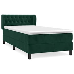Box spring postel s matrací tmavě zelená 90x200 cm samet - obrázek 2
