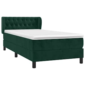 Box spring postel s matrací tmavě zelená 90x200 cm samet - obrázek 3