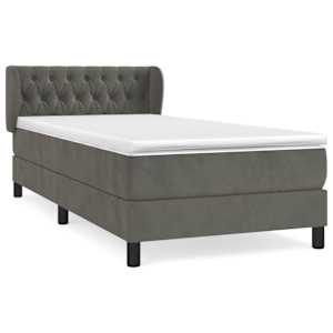 Box spring postel s matrací tmavě šedá 100x200 cm samet - obrázek 2