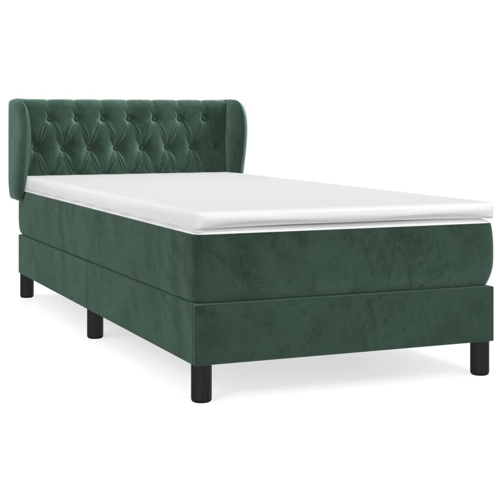 Thumbnail - vidaXL Boxspringbett mit Matratze Dunkelgrün 100x200 cm Samt