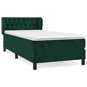 Box spring postel s matrací tmavě zelená 100x200 cm samet - obrázek 2