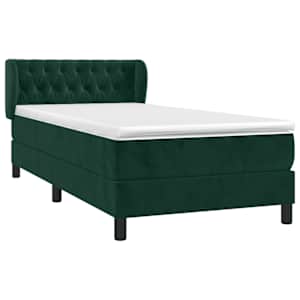 Box spring postel s matrací tmavě zelená 100x200 cm samet - obrázek 3