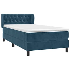 Box spring postel s matrací tmavě modrá 100x200 cm samet - obrázek 3