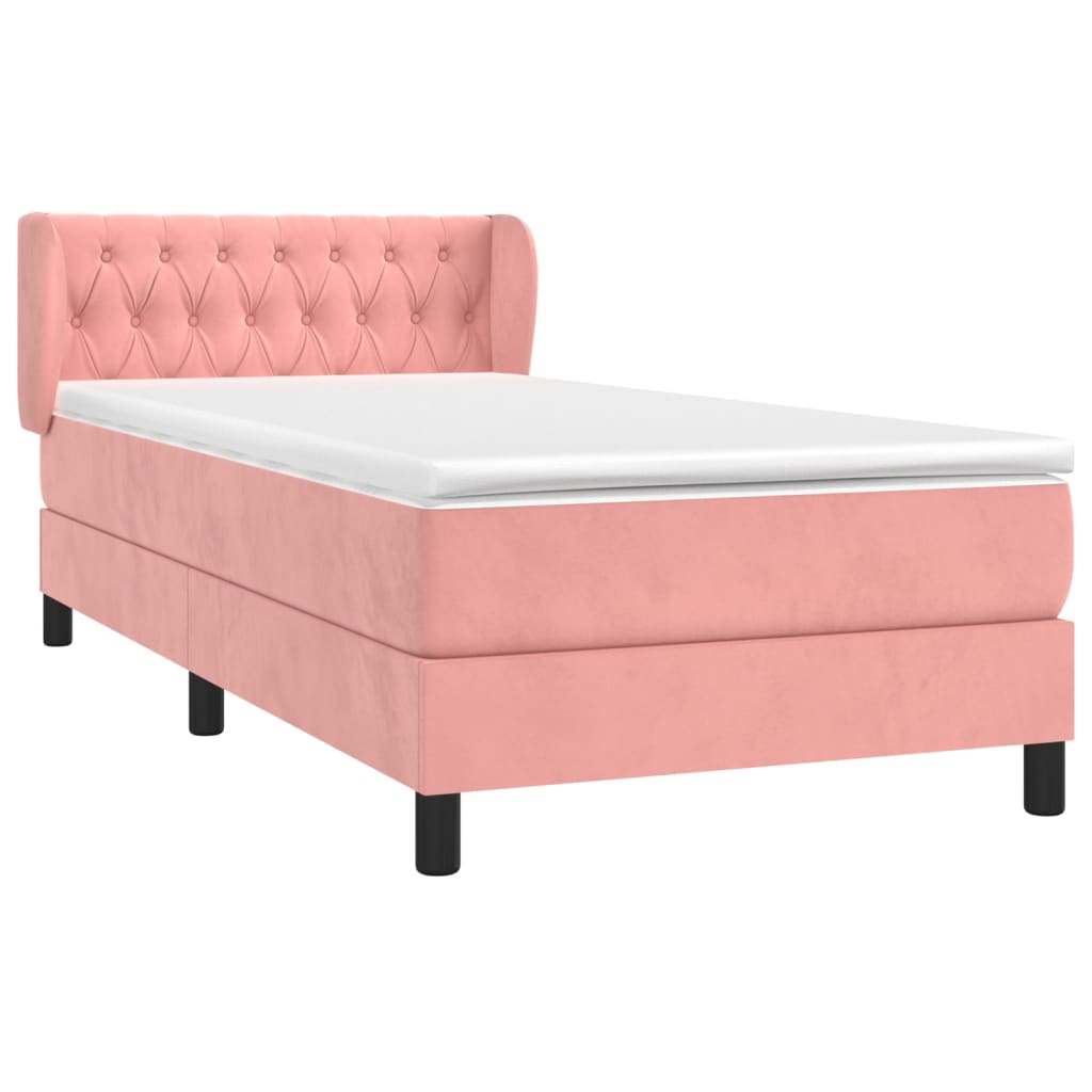 Thumbnail - vidaXL Boxspringbett mit Matratze Rosa 100x200 cm Samt