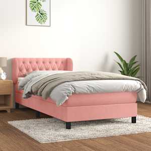 Box spring postel s matrací růžová 100x200 cm samet - obrázek 1