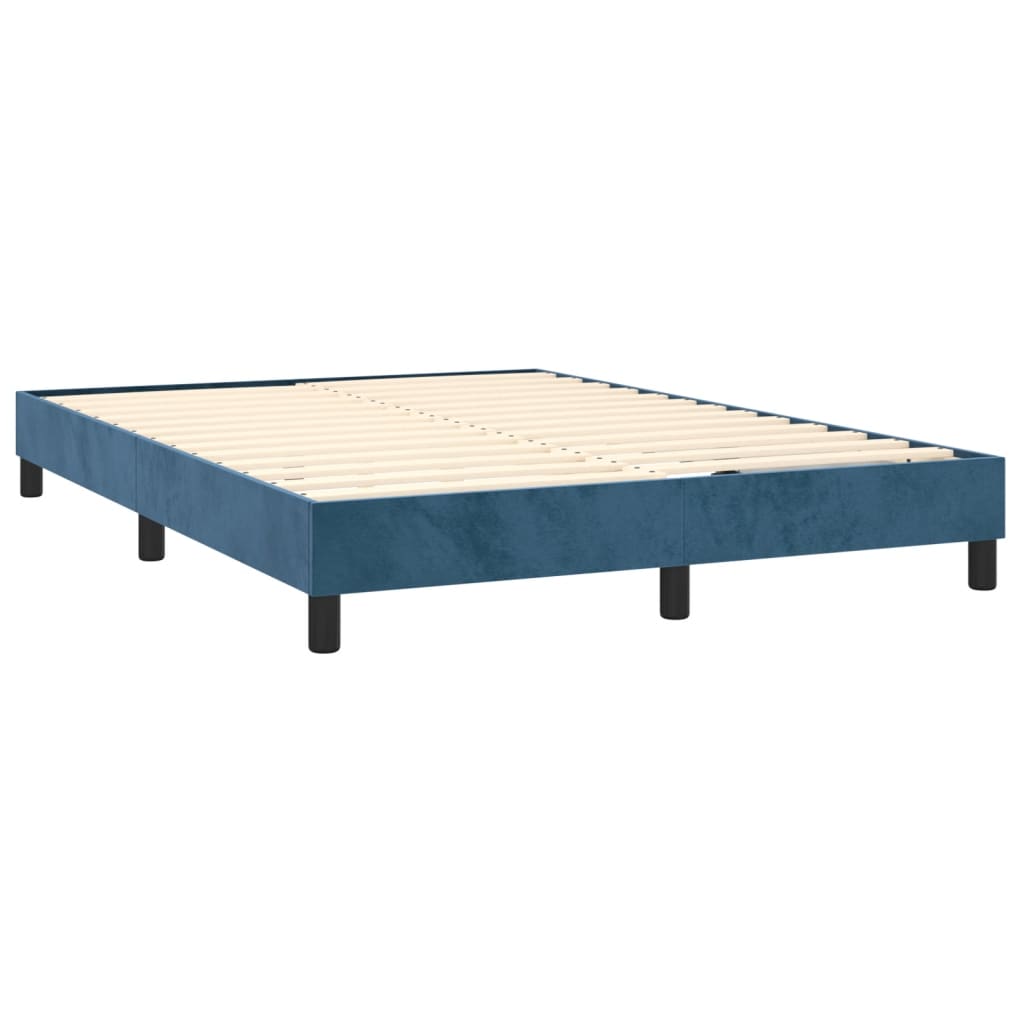 Box spring postelja z vzmetnico temno modra 140x190cm žamet