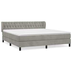 Box spring postel s matrací světle šedá 160x200 cm samet - obrázek 2