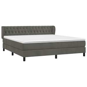 Box spring postel s matrací tmavě šedá 160x200 cm samet - obrázek 3