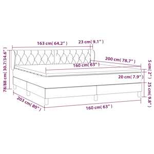 Box spring postel s matrací černá 160x200 cm samet - obrázek 7