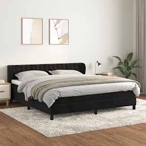 Box spring postel s matrací černá 160x200 cm samet - obrázek 1