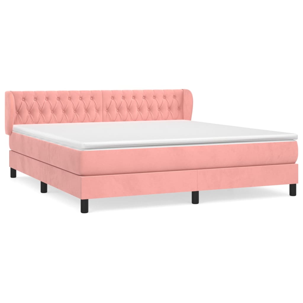 VidaXL Κρεβάτι Boxspring με Στρώμα Ροζ 160x200 εκ. Βελούδινο