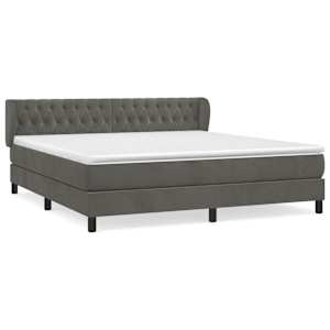 Box spring postel s matrací tmavě šedá 180x200 cm samet - obrázek 2