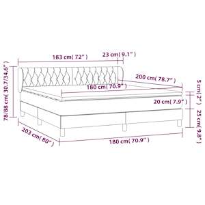 Box spring postel s matrací tmavě šedá 180x200 cm samet - obrázek 7