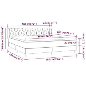 Box spring postel s matrací černá 180x200 cm samet - obrázek 7