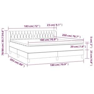 Box spring postel s matrací tmavě zelená 180x200 cm samet - obrázek 8
