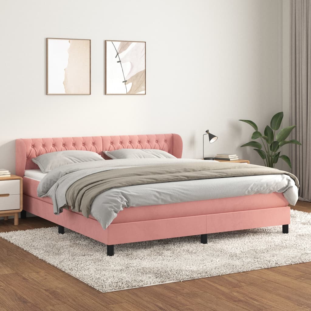 Lit à sommier tapissier avec matelas Rose 180x200 cm Velours
