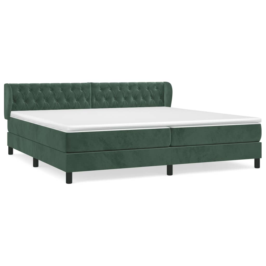 vidaXL Box spring postel s matrací tmavě zelená 200x200 cm samet