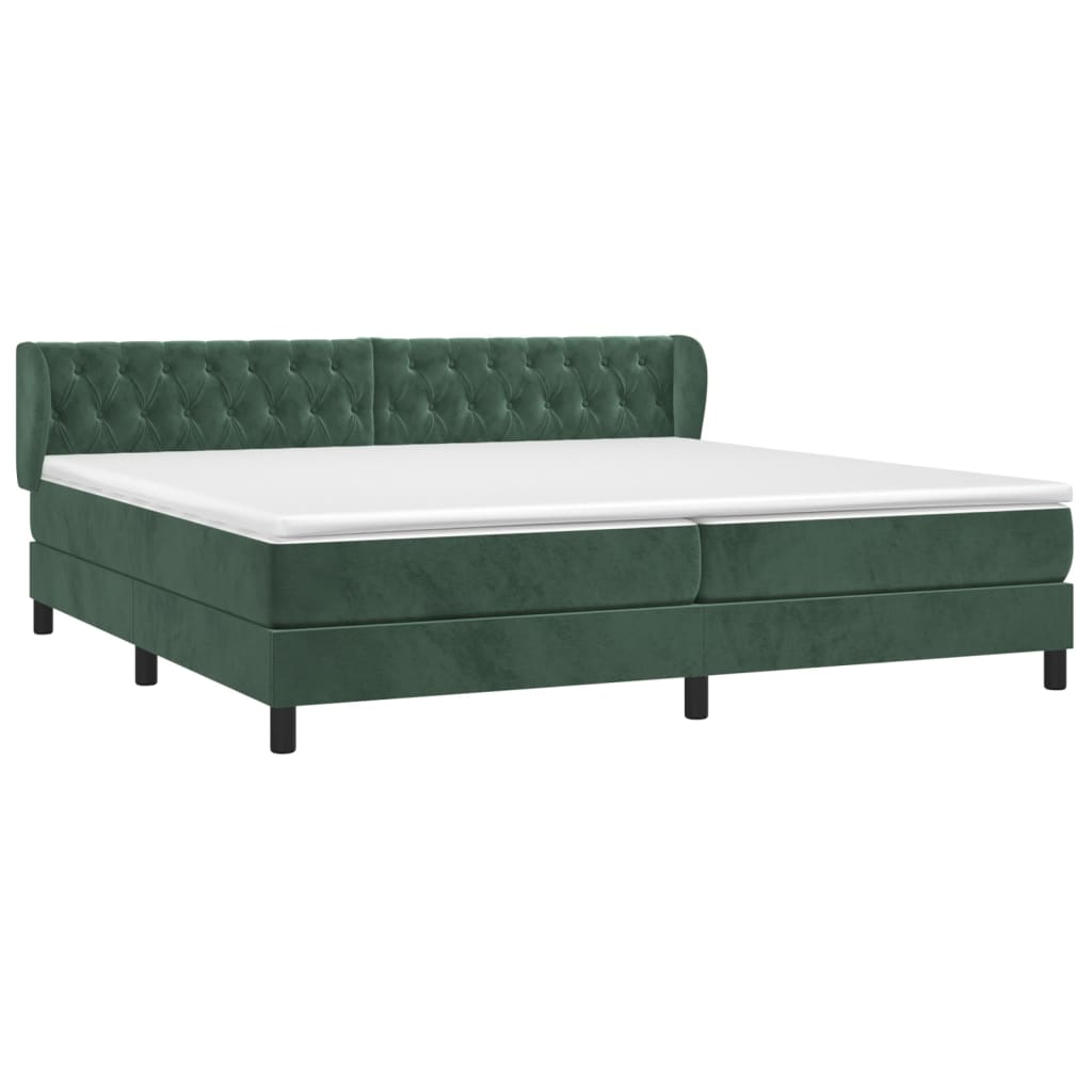 vidaXL Boxspring met matras fluweel donkergroen 200x200 cm afbeelding