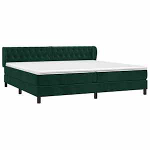 Box spring postel s matrací tmavě zelená 200x200 cm samet - obrázek 3