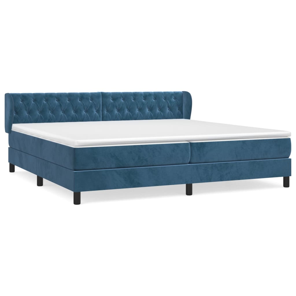 vidaXL Box spring postel s matrací tmavě modrá 200x200 cm samet