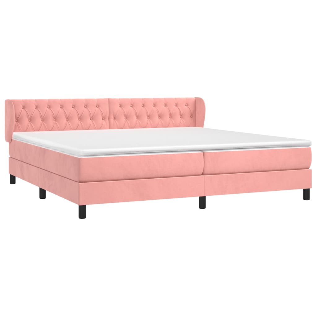 vidaXL Boxspring met matras fluweel roze 200x200 cm afbeelding